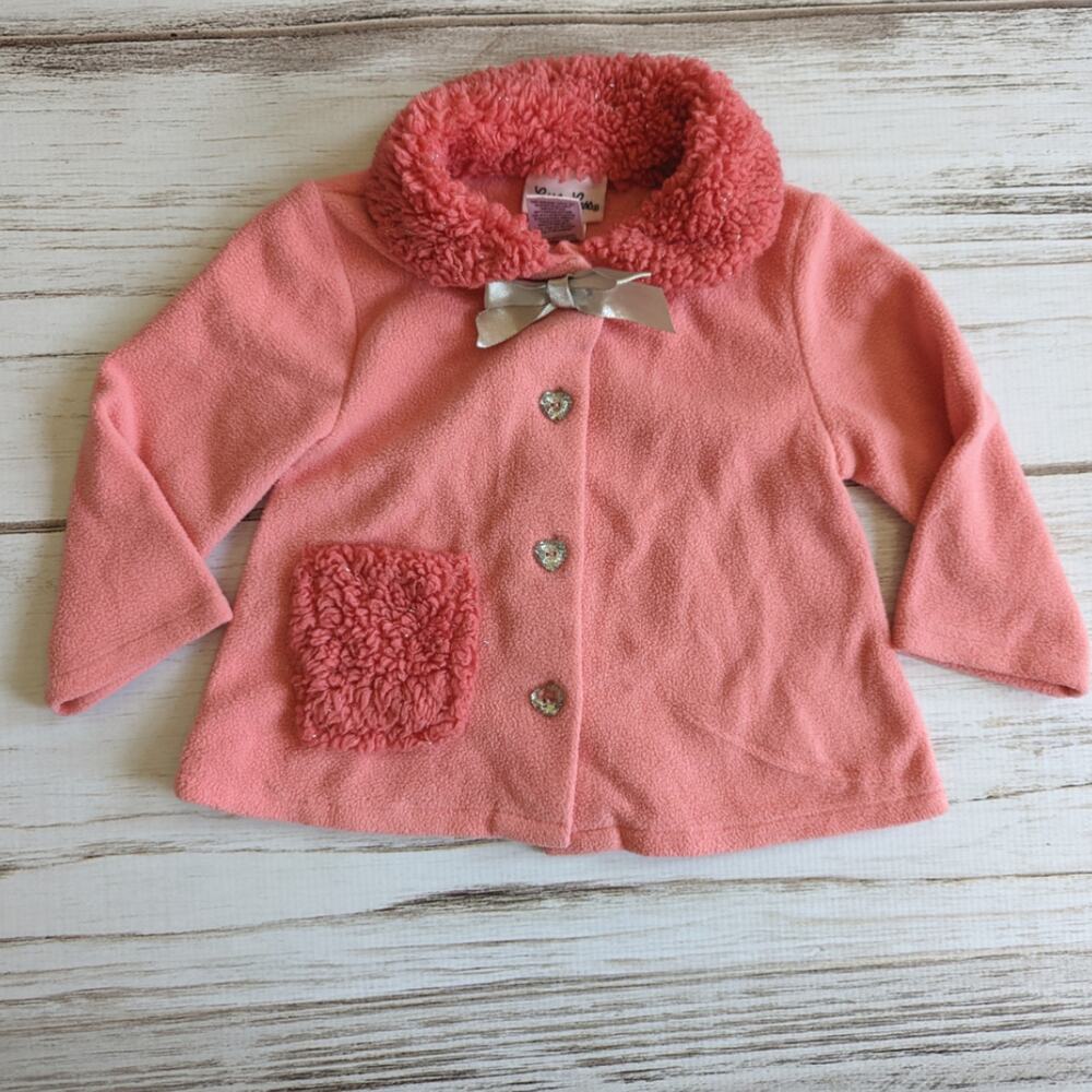 Little Lass Peachy Pink Fleece Peacoat sz 12M